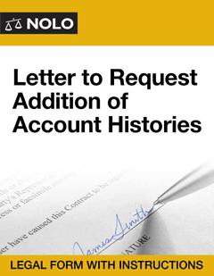 Letter to Request Addition of Account Histories