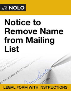Notice to Remove Name from Mailing List