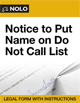 Notice to Put Name on Do Not Call List