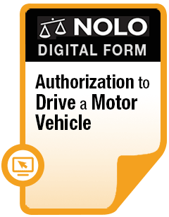 Authorization To Drive A Motor Vehicle Online Legal Form Nolo
